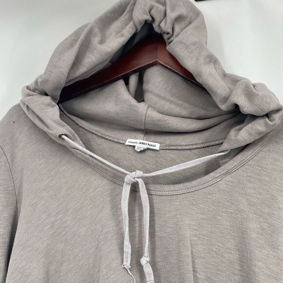 James Perse Women's French Terry‎ Long Sleeve Drawstring Hoodie Taupe Large - Picture 3 of 14